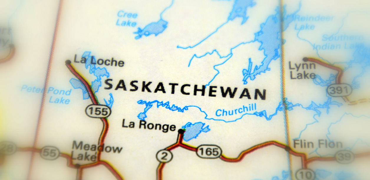 Map excerpt of northern Saskatchewan showing La Ronge.